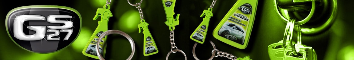 Key ring, GS27 car stickers...